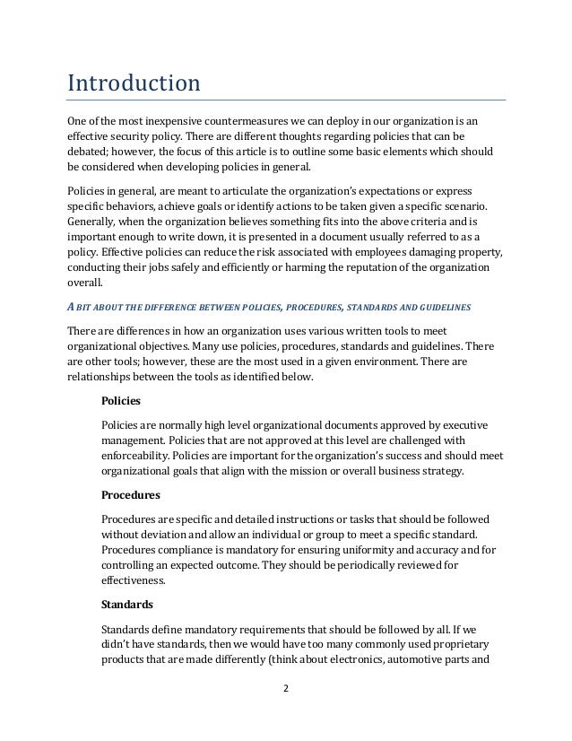 How to write a policy basic elements of a policy